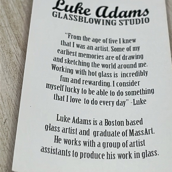 LUKE ADAMS GLASSBLOWING STUDIO BLOWN GLASS HEART NEW SIGNED - Picture 8 of 11